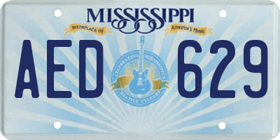 MS license plate AED629