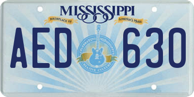 MS license plate AED630