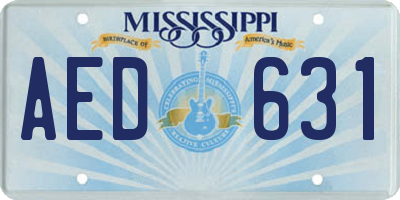 MS license plate AED631