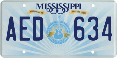 MS license plate AED634