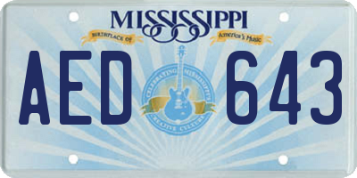 MS license plate AED643