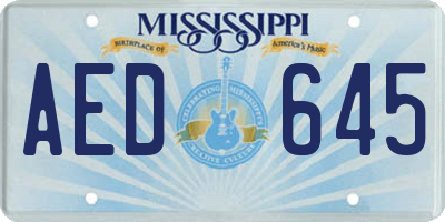 MS license plate AED645