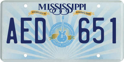 MS license plate AED651