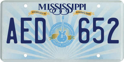 MS license plate AED652