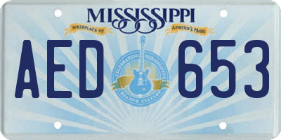 MS license plate AED653