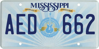 MS license plate AED662