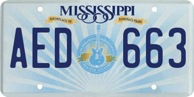 MS license plate AED663