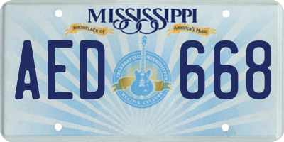 MS license plate AED668