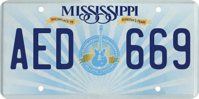 MS license plate AED669