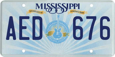 MS license plate AED676