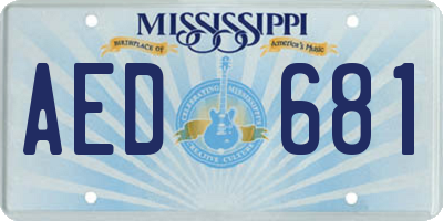 MS license plate AED681