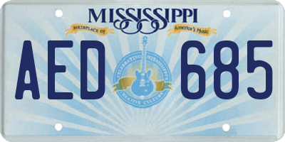 MS license plate AED685