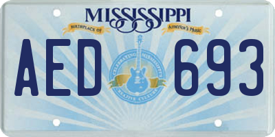 MS license plate AED693