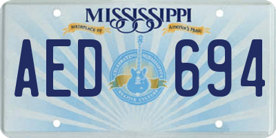 MS license plate AED694