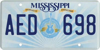 MS license plate AED698