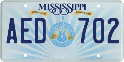 MS license plate AED702