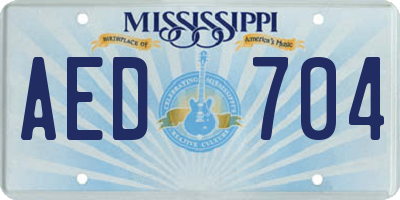 MS license plate AED704