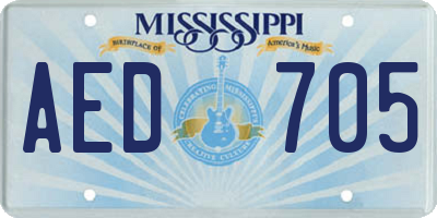 MS license plate AED705