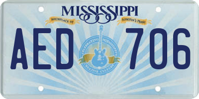 MS license plate AED706