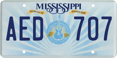 MS license plate AED707