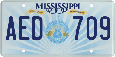 MS license plate AED709