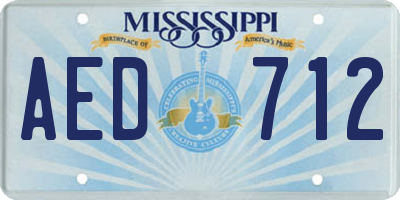 MS license plate AED712