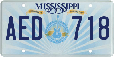 MS license plate AED718