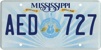 MS license plate AED727