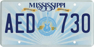 MS license plate AED730