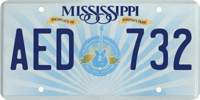 MS license plate AED732