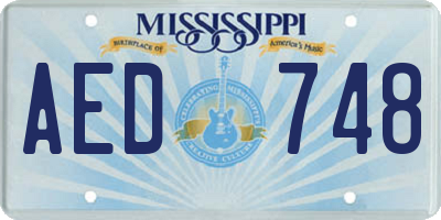 MS license plate AED748
