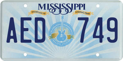 MS license plate AED749