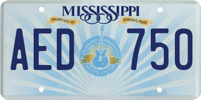 MS license plate AED750