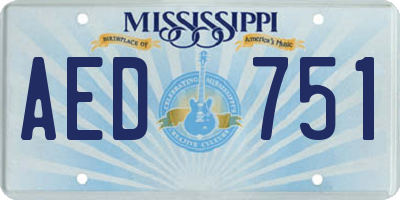 MS license plate AED751