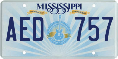 MS license plate AED757