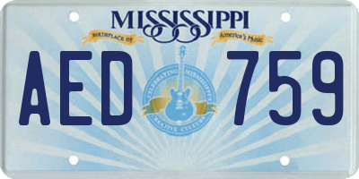 MS license plate AED759