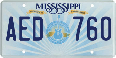 MS license plate AED760