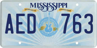 MS license plate AED763