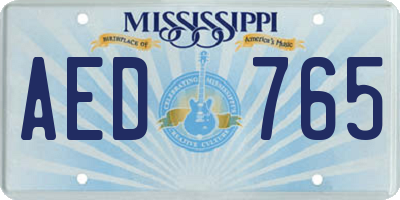 MS license plate AED765
