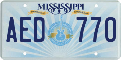 MS license plate AED770