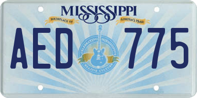 MS license plate AED775