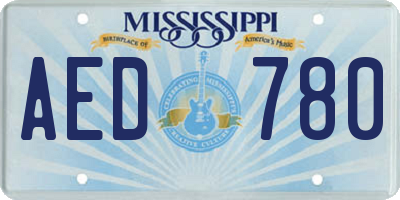 MS license plate AED780