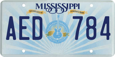 MS license plate AED784