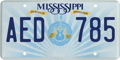 MS license plate AED785