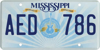 MS license plate AED786