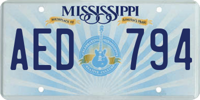 MS license plate AED794