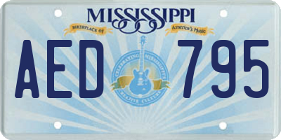 MS license plate AED795