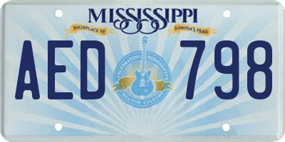 MS license plate AED798