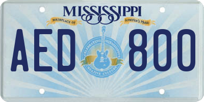 MS license plate AED800