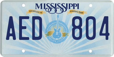 MS license plate AED804